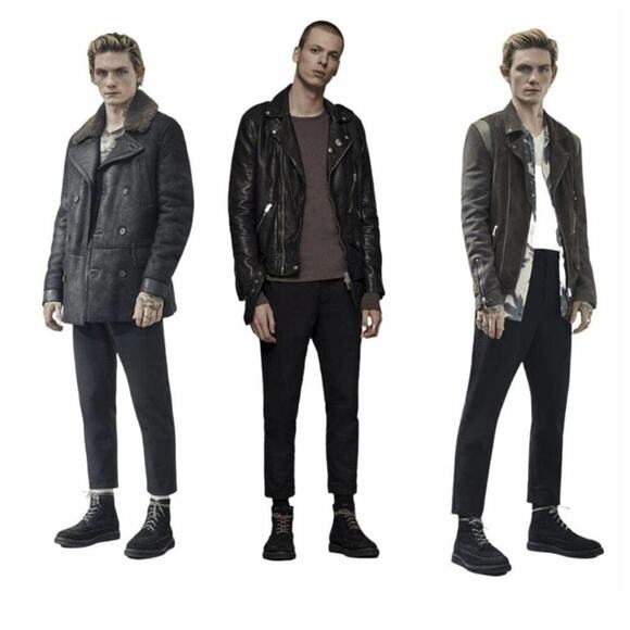 All Saints black suede leather lace up hiking Chukka combat boots men's size 11 - Picture 1 of 16